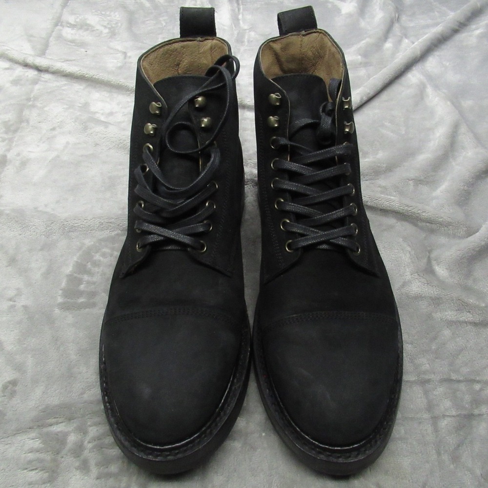 Taylor Stitch Mens 11 Moto Boot Black Suede Leather Vibram Biker Moto Ankle Lace